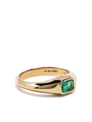 Lizzie Mandler Fine Jewelry 18kt yellow gold emerald signet ring