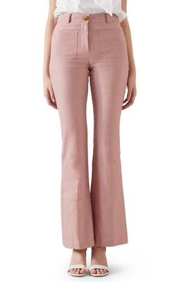 LK Bennett Avery Cotton & Linen Kick Flare Trousers in Pink