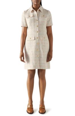 LK Bennett Bellmer Tweed Dress in Cream Multi