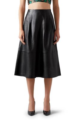 LK Bennett Farrow A-Line Leather Skirt in Black