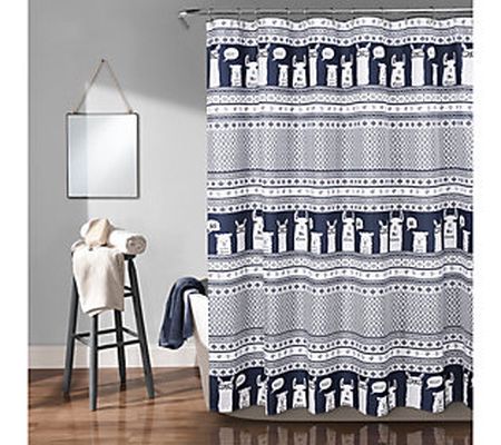 Llama Stripe 72" x 72" Shower Curtain by Lush D ecor