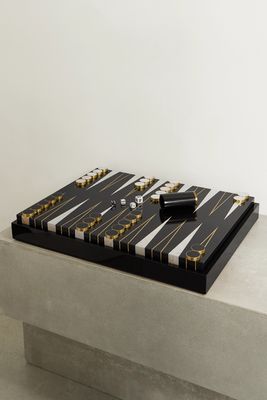 L'Objet - Ebony, Marble, Brass And Shell Backgammon Set - Black