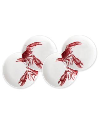 Lobsters Red Canapes Plate, Set of 4