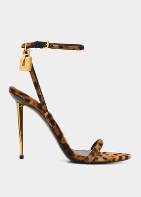 Lock 105mm Leopard Ankle-Strap Sandals