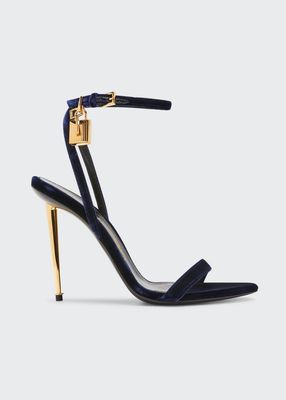 Lock 105mm Velvet Ankle-Strap Sandals