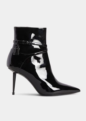 Lock Patent Leather Ankle Booties