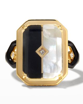 Lock'In Love Ring with Black Onyx and White Mother-of-Pearl