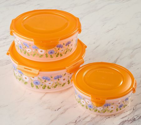 LocknLock 3-Piece Nestable Floral Printed Canisters