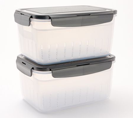 LocknLock Set of 2 Produce Containers w/ Lift Out Trays