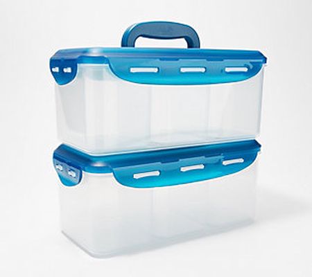 LocknLock Set of 2 Rectangles with Handle Lid and Dividers