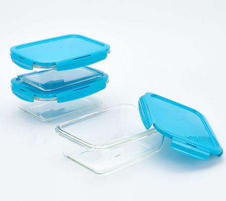 LocknLock Set of 3 Glass Rectangle Containers