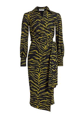 Lodal Zebra Faux-Wrap Midi-Dress