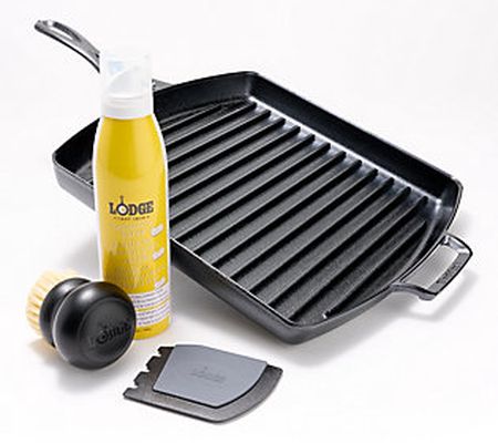 Lodge 12" Blacklock Cast Iron Grill Pan w/ Care Kit