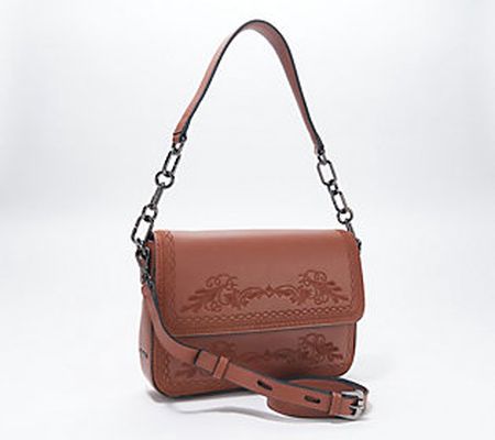LODIS Floral Embroidered Leather Bag with Two Straps