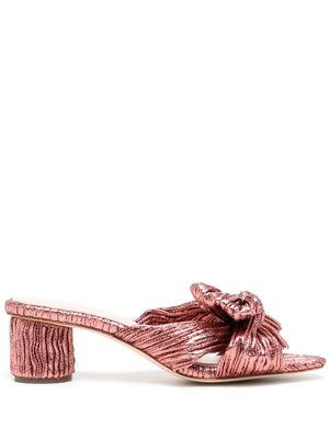 Loeffler Randall 50mm metallic-effect plissé sandals - Pink