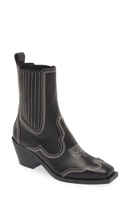 Loeffler Randall Agnes Western Boot in Black/Cream
