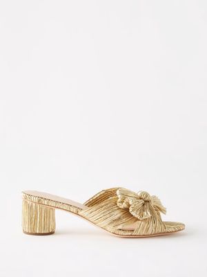 Loeffler Randall - Emilia 50 Pleated-lamé Sandals - Womens - Gold
