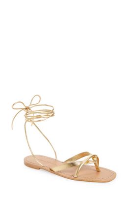 Loeffler Randall Lilla Ankle Wrap Thong Sandal in Gold