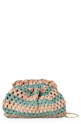 Loeffler Randall Mini Willa Cinch Clutch in Pink/Green Crochet