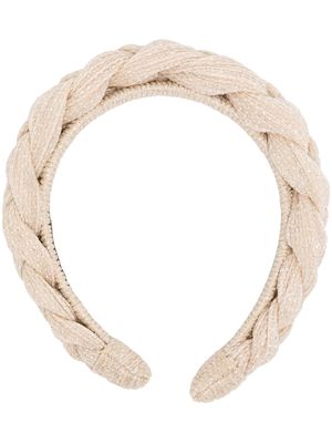 Loeffler Randall rhinestone braided headband - Neutrals