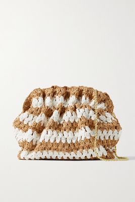 Loeffler Randall - Willa Mini Striped Crocheted Raffia Clutch - Cream
