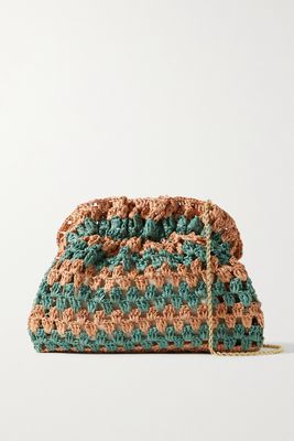 Loeffler Randall - Willa Mini Striped Crocheted Raffia Clutch - Green