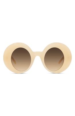 Loewe 44mm Small Oval Sunglasses in Shiny Beige /Gradient Brown