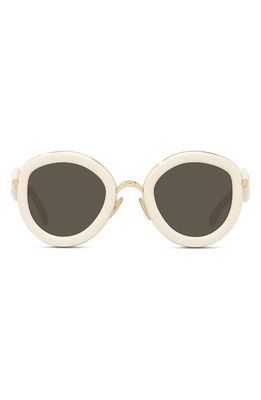 Loewe 49mm Small Round Sunglasses in Ivory /Brown