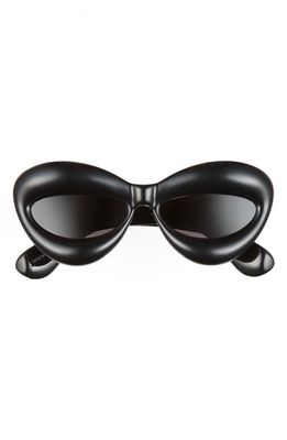Loewe 55mm Cat Eye Sunglasses in Shiny Black /Smoke