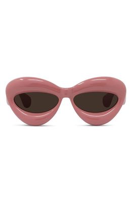 Loewe 55mm Cat Eye Sunglasses in Shiny Pink /Brown