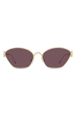 Loewe 57mm Cat Eye Sunglasses in Shiny Endura Gold /Violet