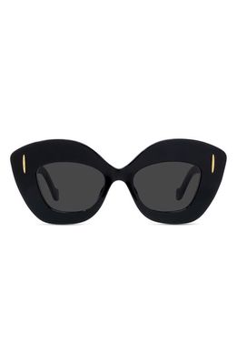 Loewe Anagram 48mm Small Cat Eye Sunglasses in Black /Smoke