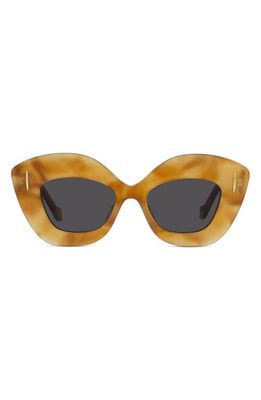 Loewe Anagram 48mm Small Cat Eye Sunglasses in Blonde Havana /Smoke