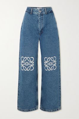 Loewe - Anagram Appliquéd High-rise Wide-leg Jeans - Blue