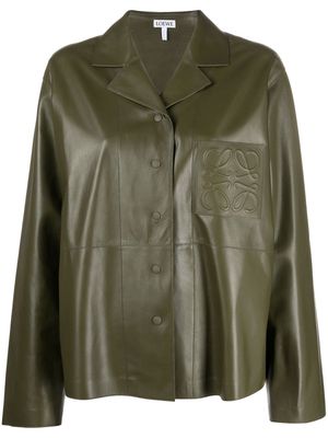 LOEWE Anagram-debossed lambskin jacket - Green