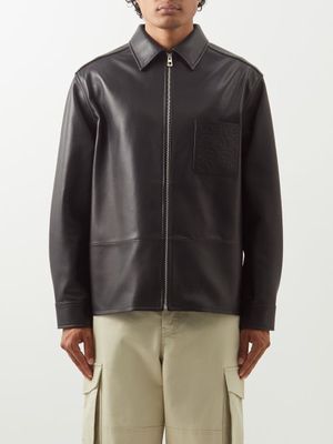 Loewe - Anagram-debossed Leather Jacket - Mens - Black