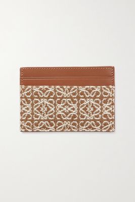 Loewe - Anagram Leather And Canvas-jacquard Cardholder - Brown