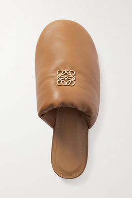 Loewe - Anagram Logo-embellished Padded Leather Slippers - Brown