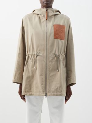 Loewe - Anagram-patch Cotton-canvas Hooded Jacket - Womens - Beige