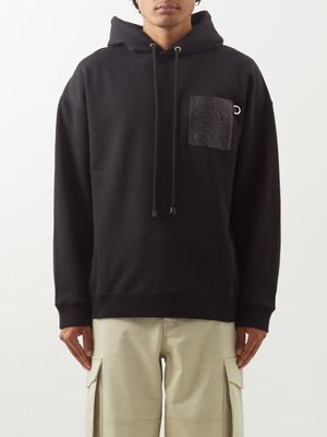 Loewe - Anagram-patch Cotton-jersey Hooded Sweatshirt - Mens - Black