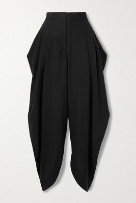 Loewe - Asymmetric Grain De Poudre Wool Tapered Pants - Black