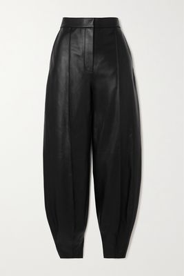 Loewe - Balloon Pleated Leather Tapered Pants - Black