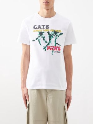 Loewe - Cat-print Cotton-jersey T-shirt - Mens - White