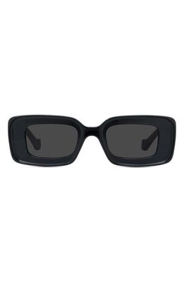 Loewe Chunky Anagram 46mm Rectangular Sunglasses in Shiny Black /Smoke