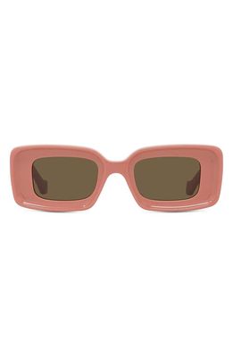 Loewe Chunky Anagram 46mm Rectangular Sunglasses in Shiny Pink /Brown