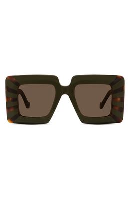 Loewe Chunky Anagram 47mm Small Square Sunglasses in Shiny Dark Green /Brown