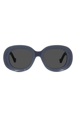 Loewe Chunky Anagram 49mm Oval Sunglasses in Shiny Violet /Smoke