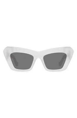Loewe Chunky Anagram 50mm Small Cat Eye Sunglasses in White /Smoke