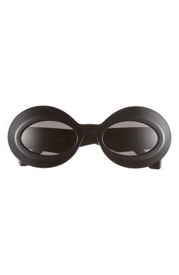 Loewe Chunky Anagram 52mm Round Sunglasses in Shiny Black /Smoke