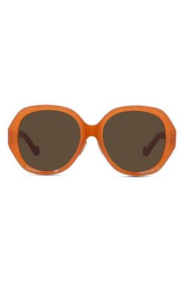 Loewe Chunky Anagram 57mm Round Sunglasses in Shiny Orange /Brown